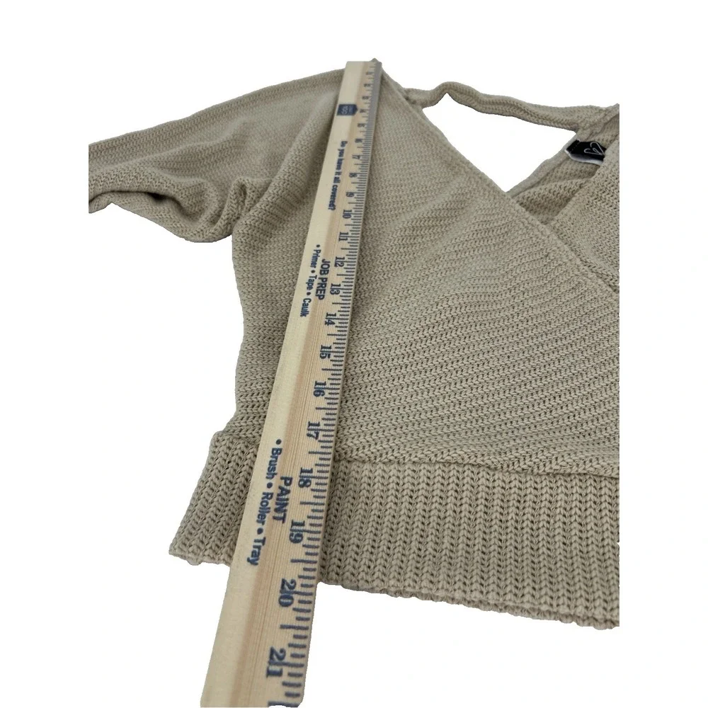 Windsor Womens Tan‎ Knit Surplice Wrap V-Neck Open Back Sweater T3205 Medium